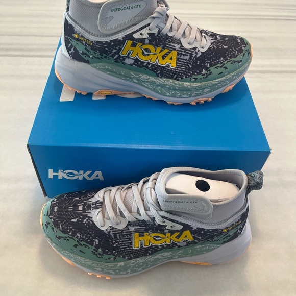 Hoka Shoes - Hoka Speedgoat 6 GTX Sneakers in Black, Green & Yellow